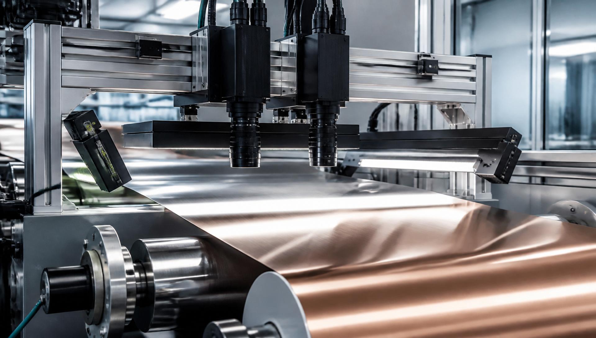 Machine vision line-scan system inspecting reflective foil on a production line